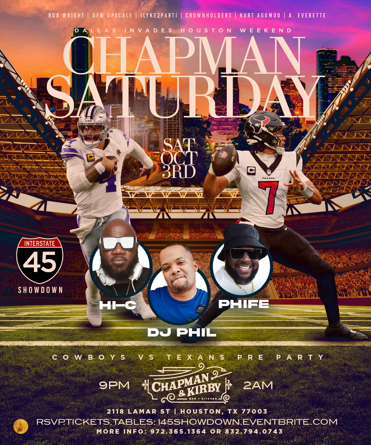 Dallas to Houston Takeover at Chapman and Kirby event flyer